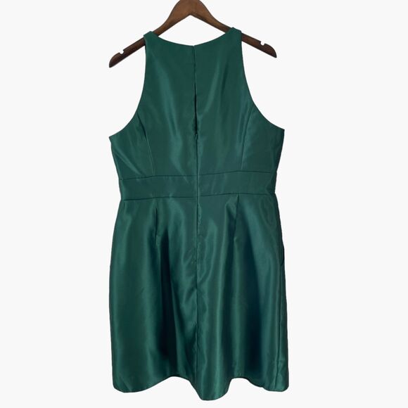 Alfred Sung Hunter Green High Neck Satin Dress - Picture 4 of 8